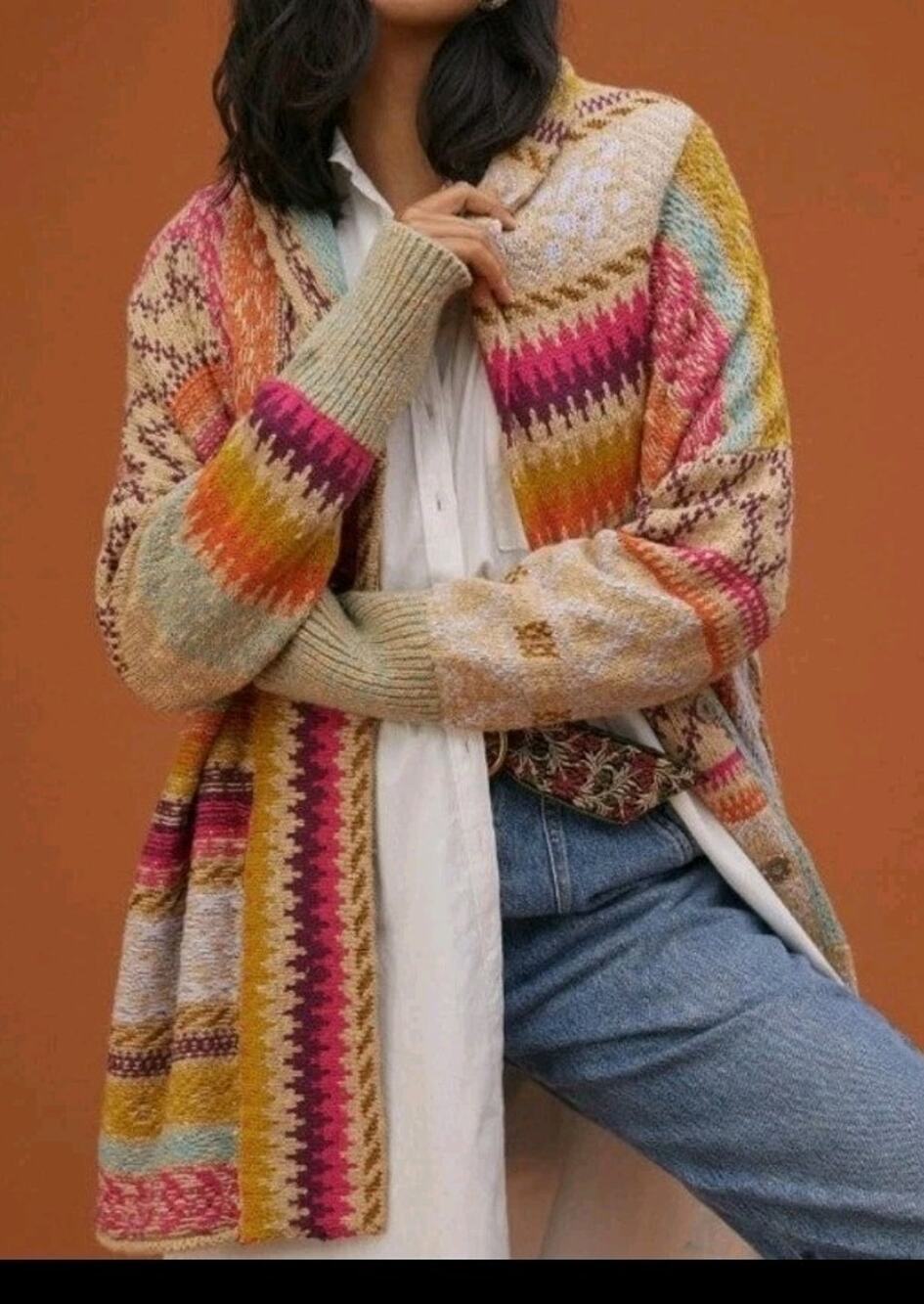 Anthropologie by pilcro cross stitch cardigan Sz Xs To S